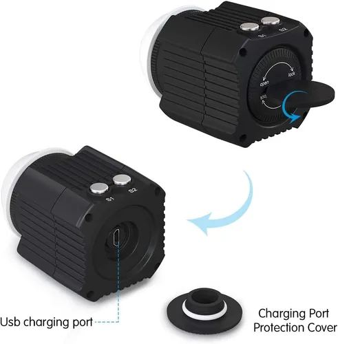 Miniatura 6 de Luz de video de buceo impermeable de 195 pies/196.9 ft, blanco, rojo, azul, mini cubo, luces LED para cámara con cabeza de bola, adaptador de zapata