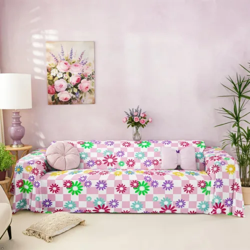 Miniatura 20 de Funda de sofá rústica con diseño bohemio y floral a cuadros de búfalo, lavable, moderna, con diseño geométrico de cuadrícula, antideslizante, funda