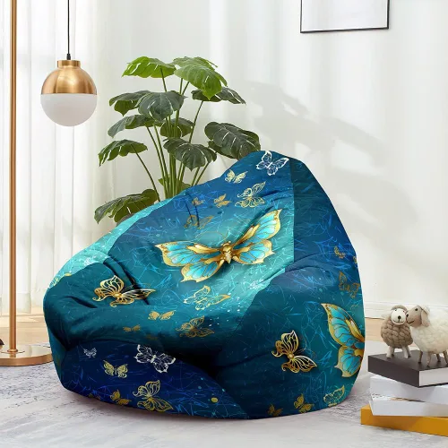 Miniatura 15 de Lukery Puf para adultos (sin relleno), funda de puf de mariposa 3D, puf de almacenamiento de animales de peluche para niños, cómodos puf para sofá
