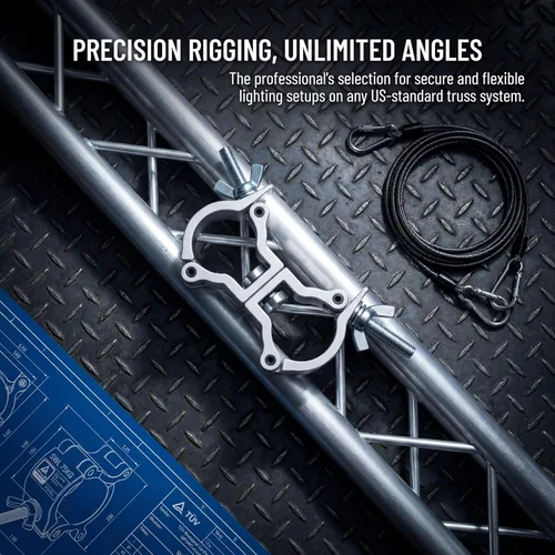 Miniatura 4 de Abrazaderas giratorias dobles de alta resistencia, abrazadera de poste de aluminio negro y montaje de luz de abrazadera, gancho de 110 libras