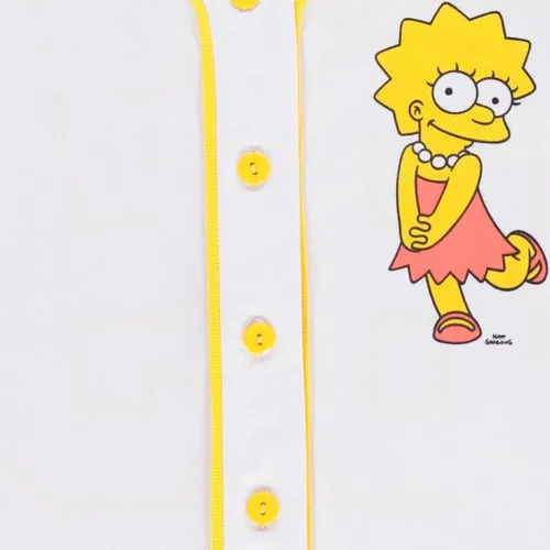 Miniatura 5 de The Simpsons Camiseta de béisbol para mujer - Lisa, Krusty, Bart and Homer Simpson malla con botones
