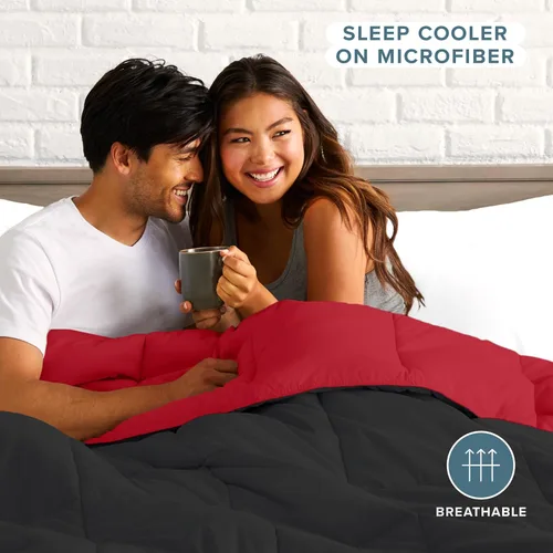 Miniatura 5 de Bare Home Edredón King/California King, colores reversibles, alternativa al plumón de ganso, ultrasuave, serie 1800 premium, calidez para todas