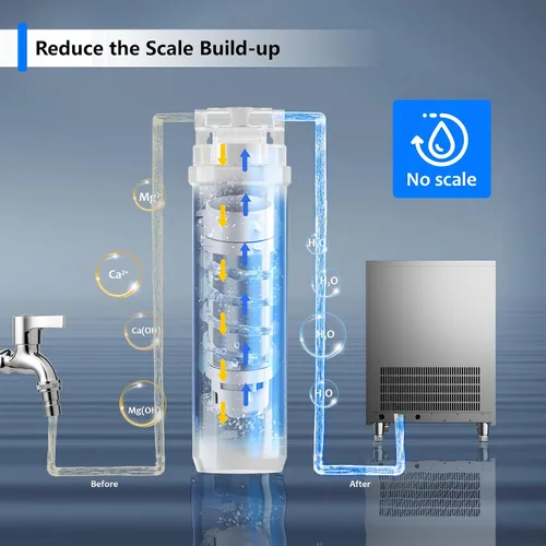 Miniatura 3 de Coolake Máquina comercial para hacer hielo de 450 libras/24 horas con almacenamiento de 130 libras, máquina de hielo de acero inoxidable debajo