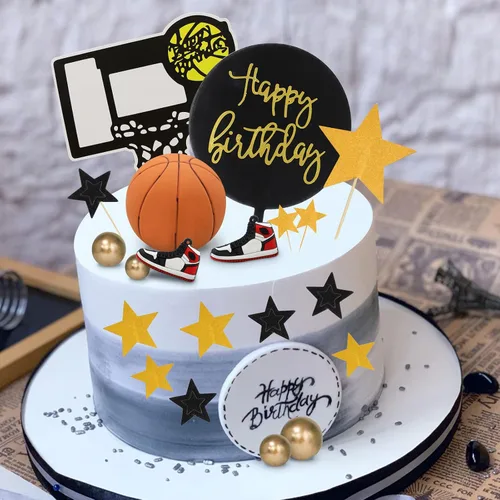 Miniatura 4 de Adornos para Tarta de Baloncesto 21 piezas, Adornos Temáticos de Baloncesto para Deportes, NBA, March Madness, Jordan, Suministros para Fiestas