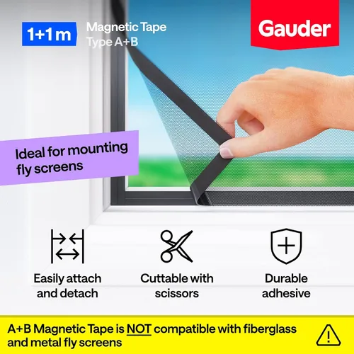 Miniatura 3 de GAUDER Cinta magnética A+B para mosquiteras y mosquiteras, tiras magnéticas autoadhesivas con fuerte atracción mutua, cinta magnética