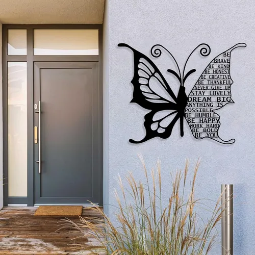Miniatura 2 de Arte de pared de mariposa de metal, citas motivacionales, decoración de pared con frases positivas, arte de pared inspirador grande, metal de arte
