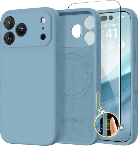 Miniatura 163 de GolbinBox Funda magnética para iPhone 17, compatible con MagSafe, cubierta de silicona integrada para control de cámara, funda de silicona líquida a