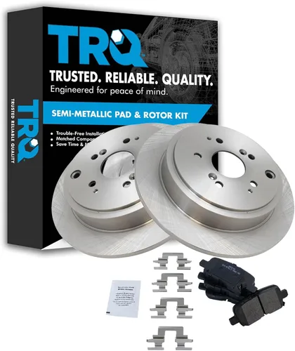 Miniatura 60 de TRQ Juego de pastillas de freno semimetálicas traseras y rotores compatibles con Chevrolet Trailblazer 02-06 Trailblazer EXT 04-06 SSR 02-07 GMC