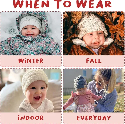 Miniatura 6 de Funky Junque - Gorro tejido tipo Beanie calentito para bebé, ideal para el invierno
