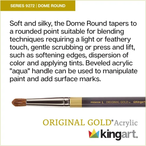 Miniatura 3 de KINGART Premium Original Gold 9272-XS - Cepillo redondo para artista, pelo natural/sintético, mango acrílico corto, para pintura acrílica y al óleo