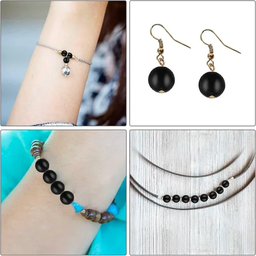 Miniatura 4 de Ecally 300 cuentas de ónice negro mate natural ágata negra cuentas redondas de ónice esmerilado cuentas sueltas para pulseras, collares, joyas