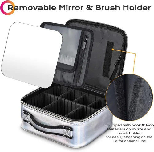 Miniatura 4 de BYOOTIQUE Bolsa de maquillaje de viaje para maquillaje, estuche de almacenamiento de cosméticos de 10 pulgadas, caja de almacenamiento portátil