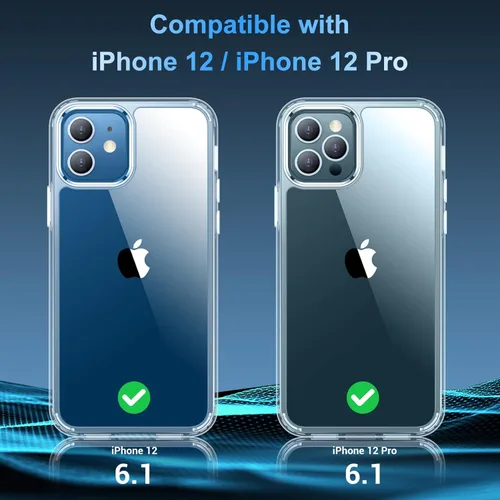 Miniatura 7 de Funda para iPhone 12 y iPhone 12 Pro, [no amarilla] [Ultra delgada], ligera, delgada y a prueba de golpes, transparente