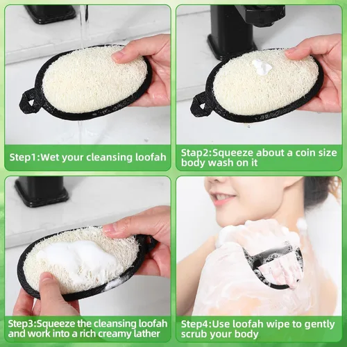 Miniatura 3 de Boao Paquete de 24 esponjas de lufa a granel para exfoliación facial, baño, ducha, mini almohadillas de esponja, cepillo natural para hombres