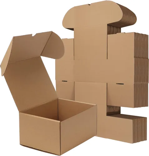 Miniatura 44 de RLAVBL Juego de 25 cajas de envío de 10 x 8 x 3, caja de cartón corrugado blanca para embalaje, correo, negocios Blanco