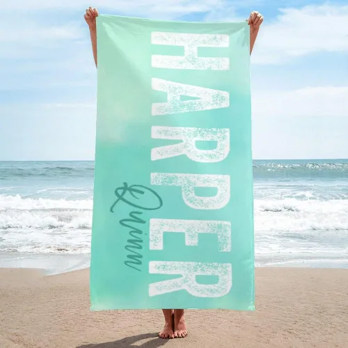 Miniatura 14 de Toalla de playa personalizada con nombre para playa, piscina, diversión de verano, regalos para niños, adultos y parejas (azul)