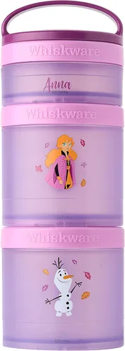 Whiskware Disney Princess Frozen, recipientes apilables para aperitivos para niños, contenedores duraderos de almacenamiento de alimentos para Anna