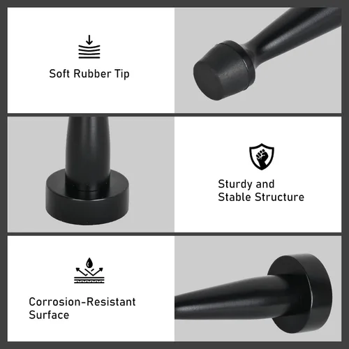 Miniatura 4 de QOGRISUN 's Topes de puerta negros de latón macizo resistentes, 3-1/4 pulgadas de longitud total de tope decorativo de puerta protector de pared