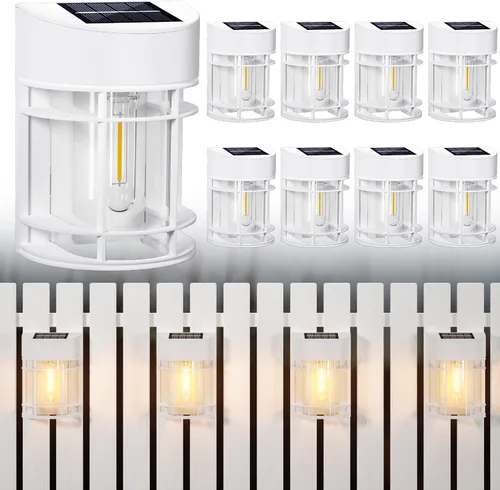 Miniatura 2 de Luces Solares de Valla, 8 Piezas de Luz de Cubierta Alimentadas por Energía Solar, Luces Solares Impermeables para Exteriores Decorativas