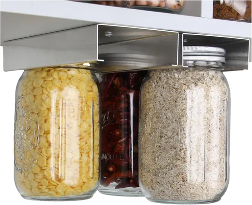 Miniatura 7 de lopeztek Organizador de tarros Mason para conservas de 4, 8, 12, 16, 24, 32, 64 onzas, accesorios para colgar debajo del gabinete y despensa