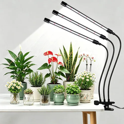 Luces de cultivo negras para plantas de interior, luces de plantas con clip de 126 LED, lámparas de cultivo de plantas LED de espectro completo con