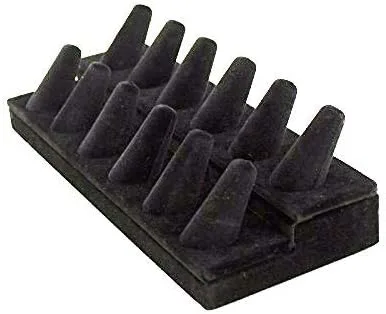 Miniatura 2 de tytroy 12de terciopelo negro dedo anillo Showcase Counter parte superior Display