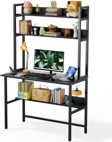 Miniatura 10 de Escritorio de computadora Aquzee con aparador, escritorio de 47" de ancho x 23.6" de profundidad con estantes, escritorio alto de oficina en casa
