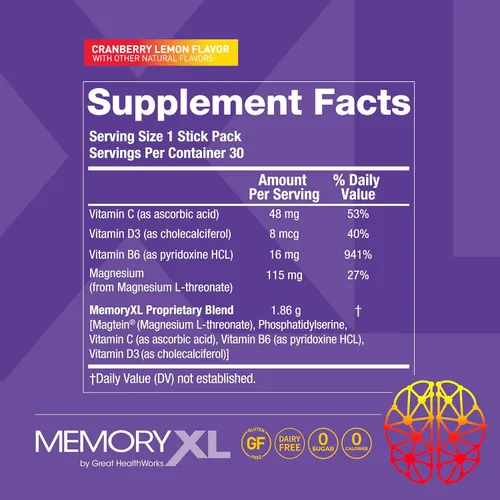Miniatura 6 de MemoryXL, Treonato de Magnesio L: Suplemento cerebral para la memoria y la concentración; Magtein®, Fosfatidilcolina, Mezcla de vitaminas. Mejora