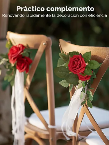 Miniatura 4 de InnoGear - Flores artificiales, 50 piezas de rosas falsas de espuma roja oscura a granel con tallos para decoración, celebraciones, ramos de boda
