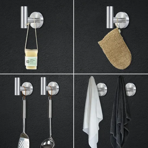 Miniatura 2 de Ganchos para toallas para baños, gancho de níquel cepillado, para colgar en la pared, de acero inoxidable SUS304, para baño, cocina, garaje