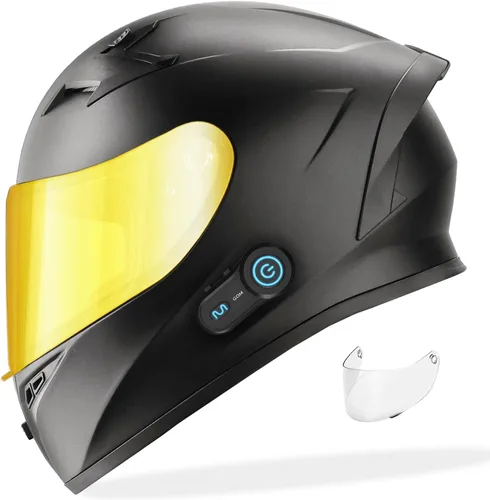 Miniatura 10 de GDM VENOM - Casco de motocicleta con intercomunicador bluetooth GDM HyperSonic Negro mate - Escudos cromados y transparentes.