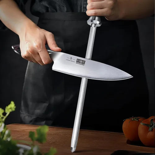 Miniatura 7 de HOSHANHO Varilla de Afilar, Varilla Afiladora de Cuchillos de Cocina Profesional de 12 Pulgadas, Acero Japonés de Alto Carbono para Afilar Cuchillos