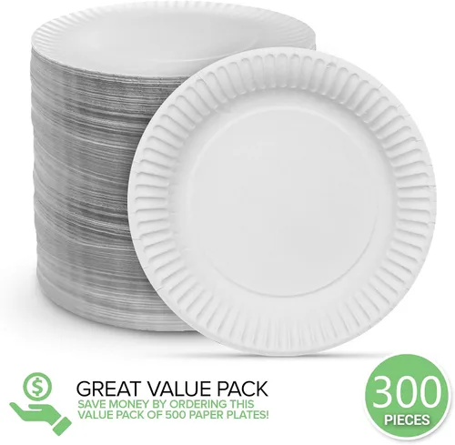 Miniatura 2 de Stock Your Home Platos de papel de 6 pulgadas sin recubrimiento, platos de postre desechables para todos los días, plato de papel de 6 pulgadas, a