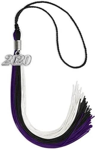 Miniatura 153 de Endea Graduation Borla de triple color con gota de fecha plateada (negro/dorado/granate, 2020)