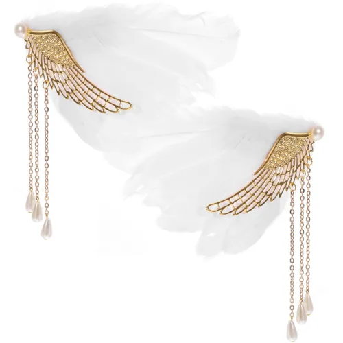 Miniatura 10 de Beaupretty Pinzas de pelo de ángel para adolescentes, niñas y mujeres, accesorios para el cabello de boda con borla para fiestas de vacaciones