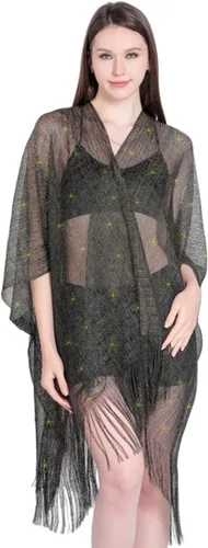 Heread Chales y envolturas para vestidos de noche, capa de fiesta, con flecos, cárdigan metálico para boda para mujeres y novias, Talla libre