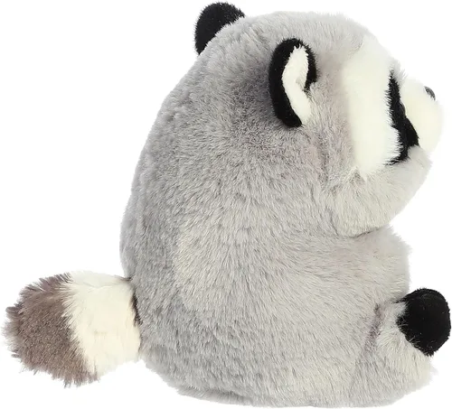 Miniatura 3 de Aurora Round Rolly Pet Ripley Raccoon Peluche - Adorables compañeros - Diversión sobre la marcha - Gris 5 pulgadas