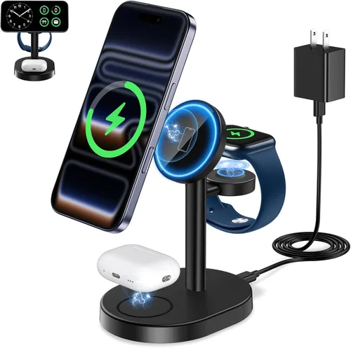Miniatura 19 de Hevanto 25W 3 in 1 Super Fast Charging Station for Apple MagSafe Charger, Wireless Magnetic Mag-Safe Charger Stand for iPhone 17 16 15 14 13 12