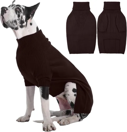Miniatura 45 de IECOii Suéter extragrande para perro, suéteres térmicos cálidos para perros de raza gigante, ropa de punto, cuello alto de invierno, elástica