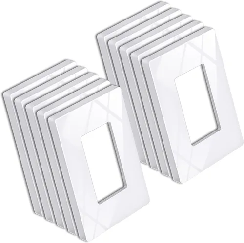 Miniatura 13 de BESTTEN Placa de pared sin tornillos de 5 segmentos, cubierta de enchufe decorador, placa decorativa para interruptor, serie blanca nieve brillante