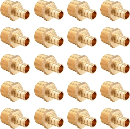 Miniatura 12 de 4 piezas EFIELD Barb Crimp Pex 1/2 pulgada x 1/2 pulgada macho NPT adaptador de latón accesorios de latón (PEX1807017-4PCS)