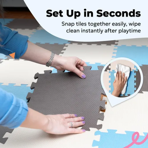 Miniatura 6 de MioTetto Alfombra de Juego para Bebés, Cómoda Alfombra para Tiempo de Barriga – Azulejos de Espuma Portátiles para Piso, Alfombra de bebé segura