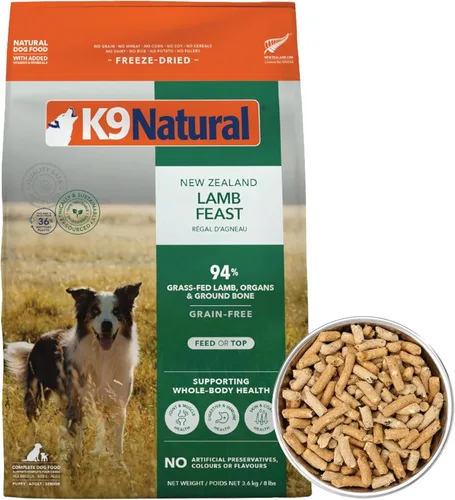 K9 Natural - Alimento liofilizado para perros sin granos - Cordero, 8 libras