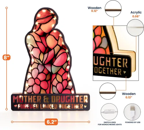 Miniatura 2 de Regalo para hija de mamá, regalos de cumpleaños para hija, regalo de Navidad para madre e hija, día de la madre, graduación decorativa con luz LED