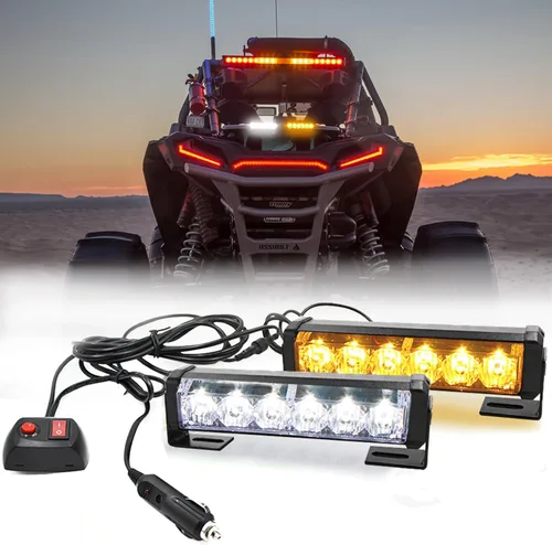 Miniatura 9 de 2 x 6 LED con 9 modos de advertencia para el tráfico - Luces estroboscópicas impermeables para auto, para interior, techo, salpicaderas, parabrisas