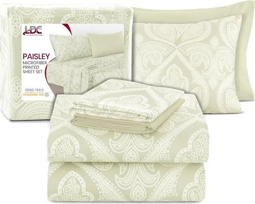 Miniatura 9 de LDC Lux Décor Juego de sábanas Paisley de tamaño completo – Juego de 6 piezas de sábanas de microfibra ultra suaves con sábana encimera, sábana