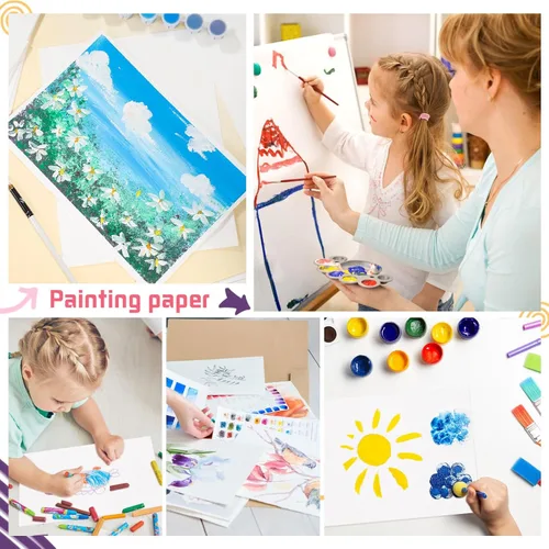 Miniatura 7 de 120 hojas de papel para acuarela 8.5 x 11, papel para acuarela prensado en frío de 140 lb/300 g/m², papel blanco para acuarela a granel para niños