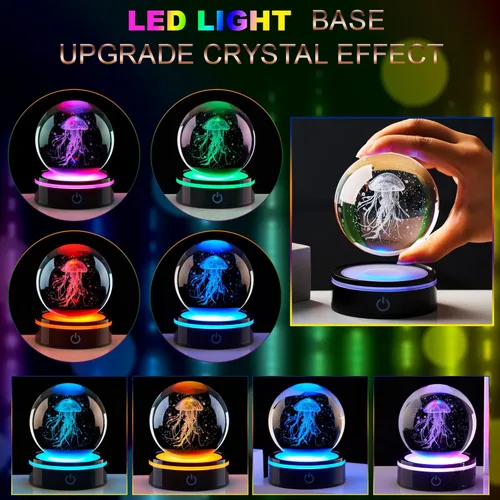 Miniatura 2 de Decoración de medusas de bola de cristal 3D, regalo para hombres y mujeres: luz nocturna de biología oceánica, regalos para hija/hijo, cumpleaños