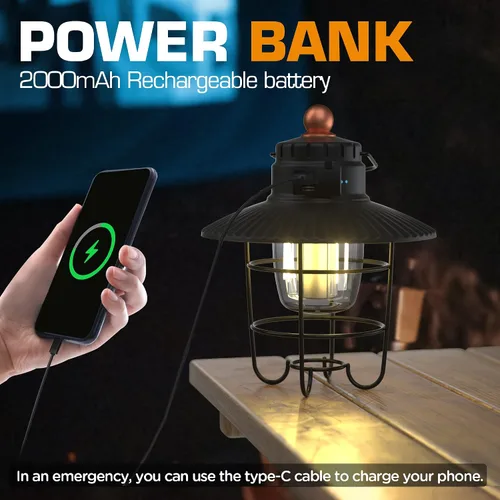 Miniatura 4 de Linterna de camping LED EverBrite, linterna recargable USB C con 3 modos de luz, linternas vintage para exteriores con función de banco de energía