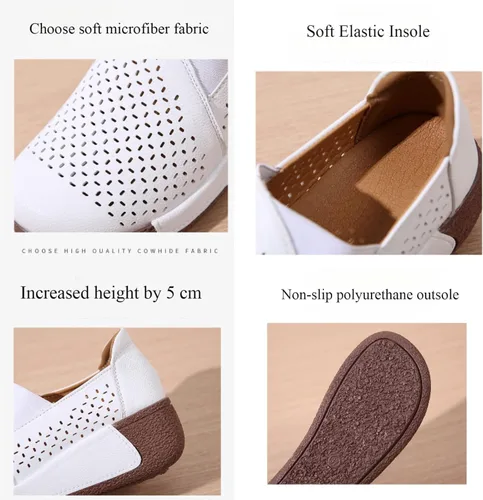 Miniatura 2 de Mocasines de plataforma con punta redonda para mujer, cómodos mocasines de piel auténtica con corte casual
